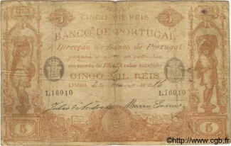 Portugal 5.000 Réis 1st., 1886 image