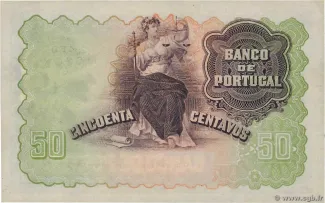 Portugal 50 Centavos, 1918-1920 reverse