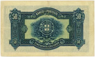 Portugal 50 Escudos 3rd., 1925 reverse