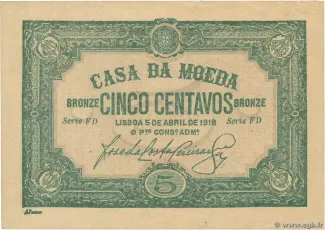 Portugal 5 Centavos, 1918 image