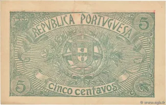 Portugal 5 Centavos, 1918 reverse