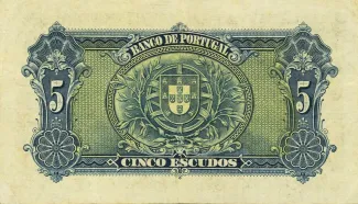 Portugal 5 Escudos 4th., 1925 reverse