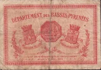Pyrnes-Atlantiques, Department of 2 Francs, 1921 reverse