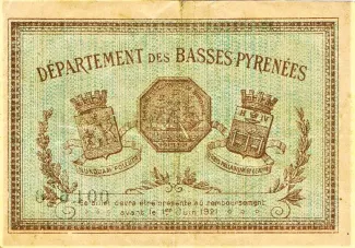 Pyrnes-Atlantiques, Department of 50 Centimes, 1916 reverse