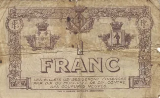 Pyrnes-Orientales, Department of 1 Franc, 1917-1921 reverse