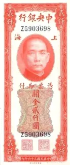Republic of China 2.000 Customs Gold Units, 36 obverse