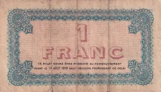 Rhne, Department of 1 Franc, 1914-1922 reverse