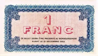Rhne, Department of 1 Franc, 1920 reverse