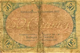 Rhne, Department of 50 Centimes, 1915 reverse