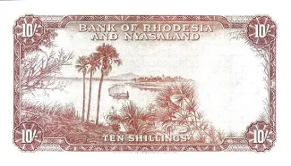 Rhodesia and Nyasaland 10 Shillings, 1956-1961 reverse
