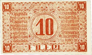 Romanian notgeld 10 Fileri, 1919 reverse