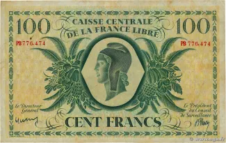 Runion 100 Francs, 1941 image