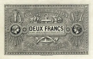 Runion 2 Francs, 1886 reverse