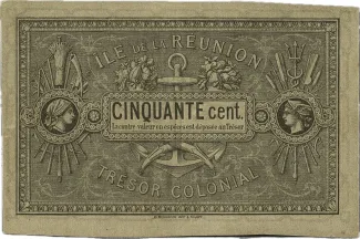 Runion 50 Centimes, 1886 reverse