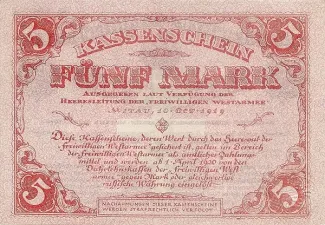 Russia - Civil war issues 5 Marks, 1919 reverse