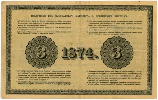 Russian Empire (1547-1917) 3 Roubles, 1866-1880 reverse