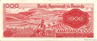 Rwanda 1.000 Francs, 1964-1976 reverse