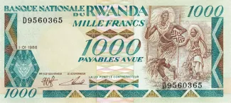 Rwanda 1.000 Francs, 1988 image