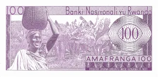 Rwanda 100 Francs, 1964-1976 reverse