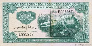 Rwanda 20 Francs, 1962 image
