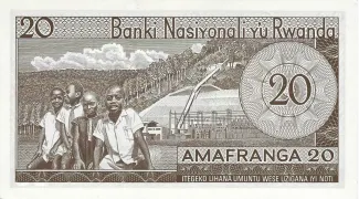 Rwanda 20 Francs, 1964-1976 reverse