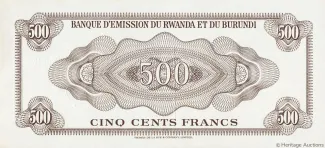 Rwanda 500 Francs, 1962 reverse