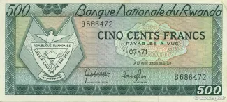 Rwanda 500 Francs, 1976 image