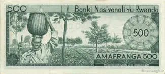 Rwanda 500 Francs, 1964-1976 reverse