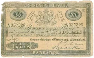 Saint Kitts and Nevis 5 Dollars, 1907 image