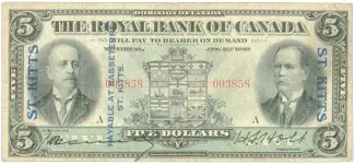Saint Kitts and Nevis 5 Dollars, 1913 image