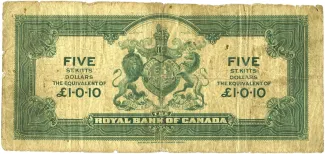 Saint Kitts and Nevis 5 Dollars, 1920 reverse