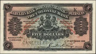 Saint Kitts and Nevis 5 Dollars, 1926 image
