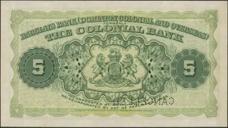 Saint Kitts and Nevis 5 Dollars, 1926 reverse