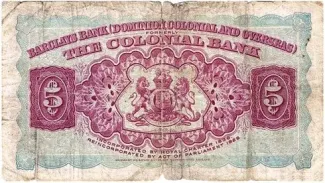 Saint Kitts and Nevis 5 Dollars, 1937 reverse