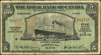 Saint Kitts and Nevis 5 Dollars, 1938 image
