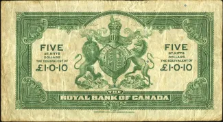 Saint Kitts and Nevis 5 Dollars, 1938 reverse