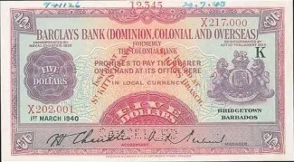 Saint Kitts and Nevis 5 Dollars, 1940 image