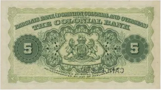 Saint Lucia 5 Dollars, 1926 reverse