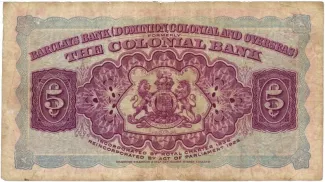 Saint Lucia 5 Dollars, 1937-1939 reverse