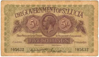 Saint Lucia 5 Shillings, 1920 image