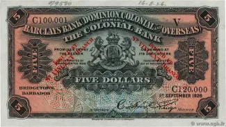 Saint Vincent and the Grenadines 5 Dollars, 1926