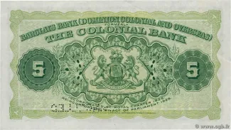 Saint Vincent and the Grenadines 5 Dollars, 1926 reverse