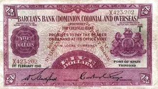 Saint Vincent and the Grenadines 5 Dollars, 1940-1941