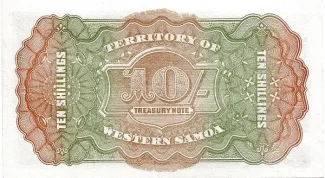 Samoa 10 Shillings, 1922-1959 reverse