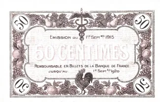 Sane-et-Loire and Ain, Departments de 50 Centimes, 1920 reverse