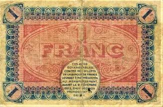 Sane-et-Loire, Department of 1 Franc, 1918 reverse