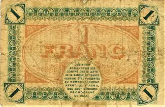 Sane-et-Loire, Department of 1 Franc, 1920 reverse