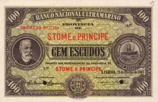 São Tomé and Príncipe 100 Escudos, 1944 obverse