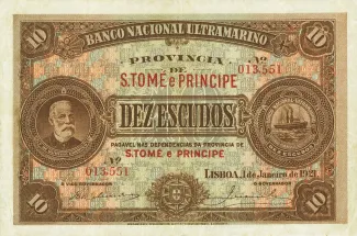 São Tomé and Príncipe 10 Escudos, 1921 obverse