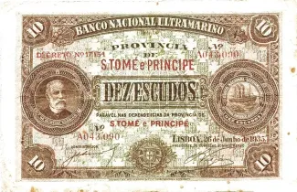 São Tomé and Príncipe 10 Escudos, 1935 obverse